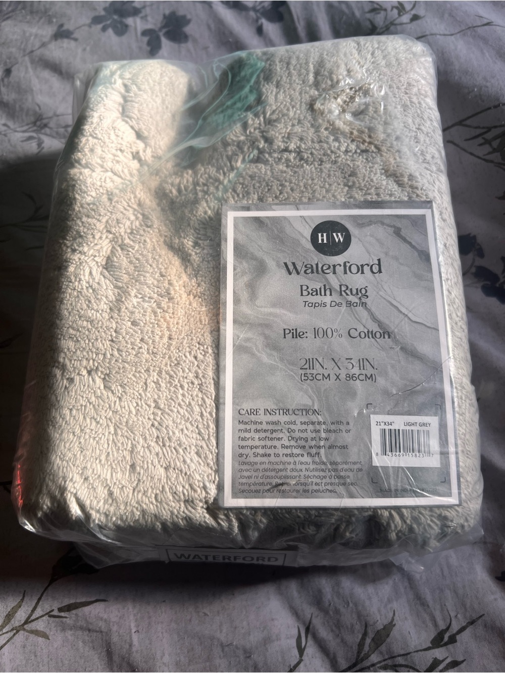 Waterford Light Grey Cotton Bath Rug - Plush 100% Cotton